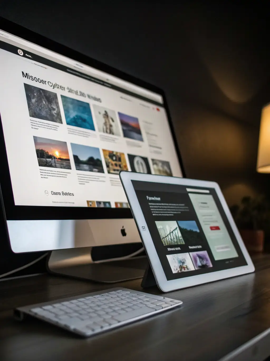 A clean, modern website design showcasing a responsive layout on a laptop, tablet, and smartphone, emphasizing user experience and visual appeal for Branding24's web design services.